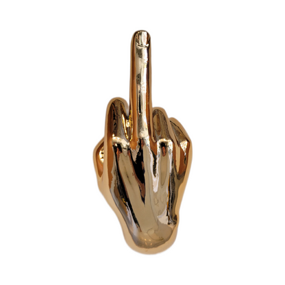 Dark Gold Middle Finger Wall Mount Sculpture | Bronze Hand Wall Art | 8.5" Tall