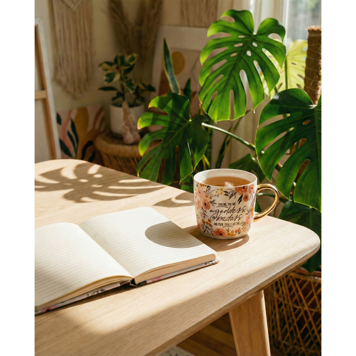 Darling You Are A Goddess A Badass Cozy Gold Handle Mug | Stoneware Coffee Tea Cup | 15oz