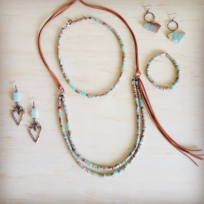 Aqua Terra Beaded Stretch Bracelet Barrel Bead 811x