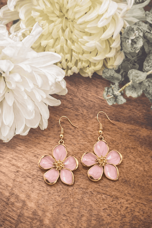Beautiful Pink Flower Drop Earrings Otarealm