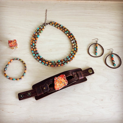 Orange Regalite Western Boho Statement Ring 012ac