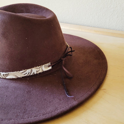 Sandy White Floral Embossed Leather Hat Band Only 951cc