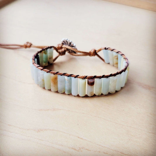 Woven Amazonite Stacked Stone Beaded Bracelet 810m Otarealm