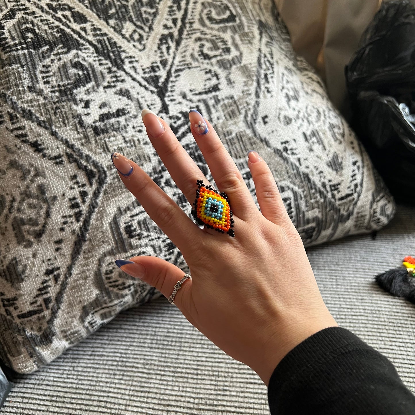 Glass Bead Huichol stretch ring