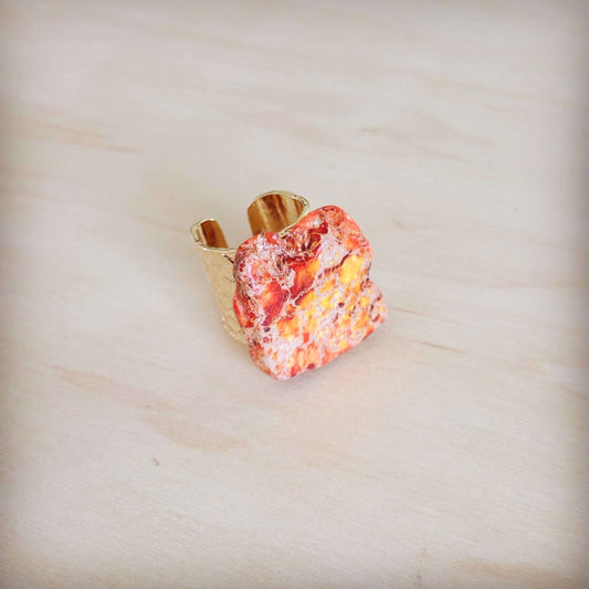 Orange Regalite Western Boho Statement Ring 012ac Otarealm