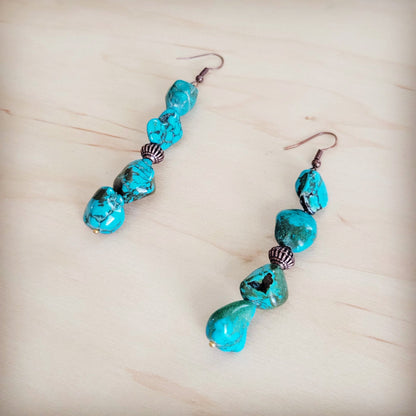 Stacked Turquoise and Copper Earrings 219f