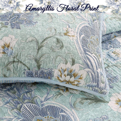 Porcelain Vase Cotton 3-Piece Reversible Quilt Bedding Set