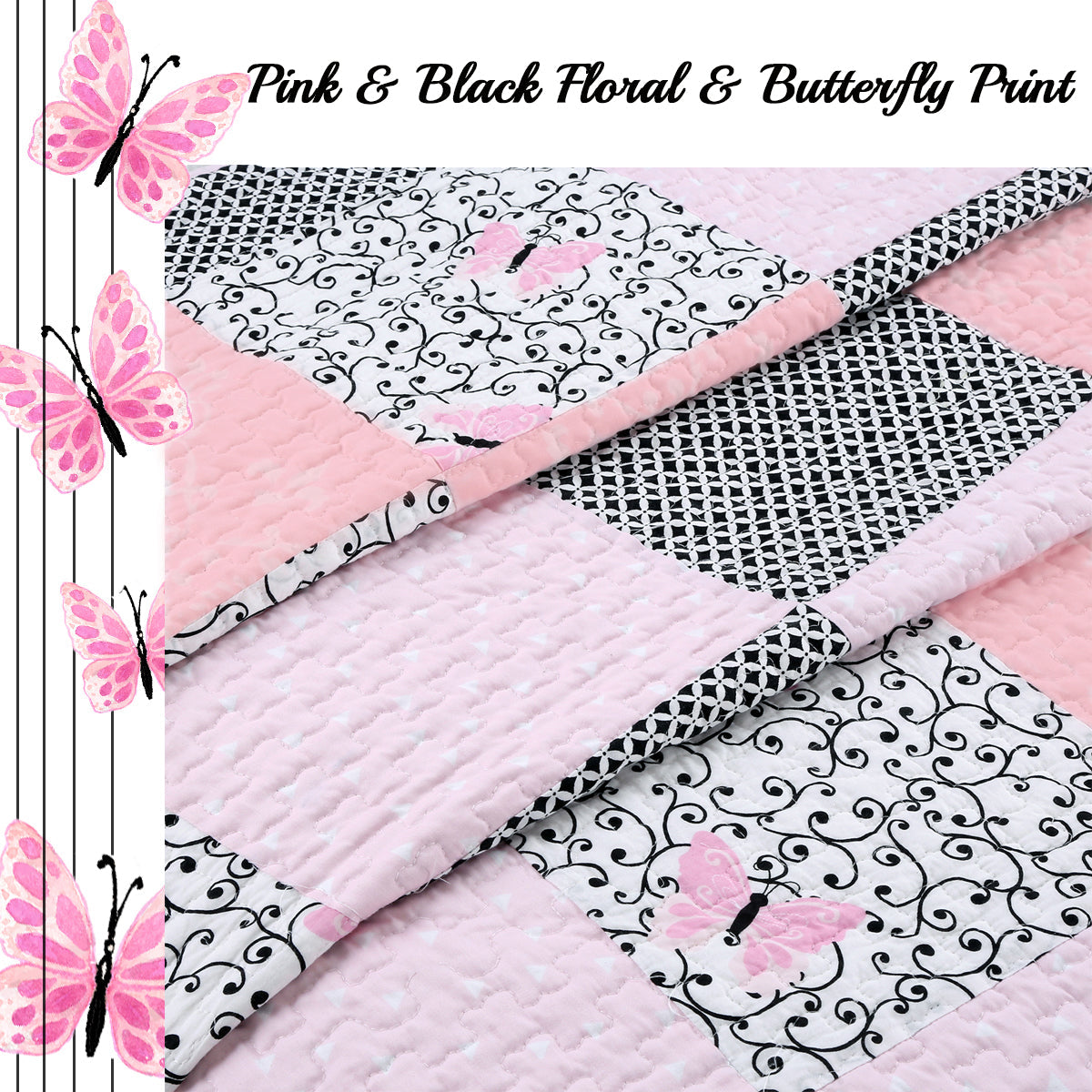 Lovett Real Patchwork Cotton Reversible Quilt Bedding Set