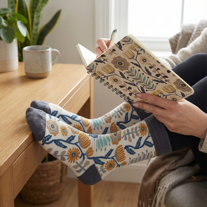 Folk Art Socks and Notebook Bundle