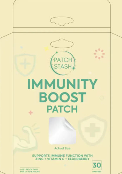 Patch Stash IMMUNITY BOOST – Zinc + Vitamin C + Elderberry, 30 Count, 3” x 3”, Transdermal Supplement