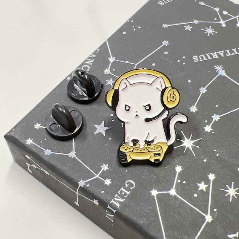 Gamer Cat Enamel Pin for Jackets, Bags, and Cat Lovers