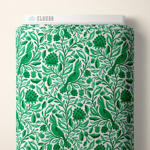 Green Esmralda Birds and Branches Cotton 44/45 Fabric Per Yard