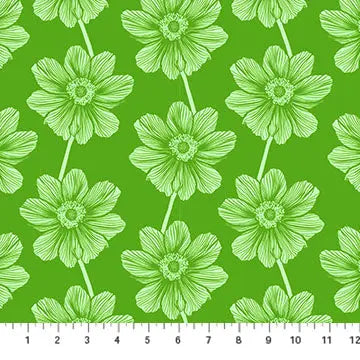 Green Floral Indelible by Anna Maria for Northcott  Cotton 44"/45" Fabric Per Yard