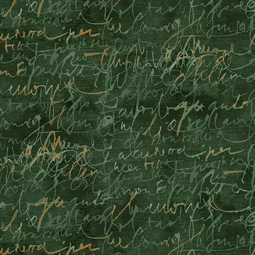 Green Fluidity Script Small Cotton 44/45" Fabric Per Yard