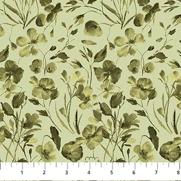 Green Vines Flourish Cotton 44"/45" Fabric Per Yard