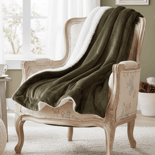 Tache Super Soft Evergreen Micro Fleece Green Sherpa Throw Blanket Otarealm