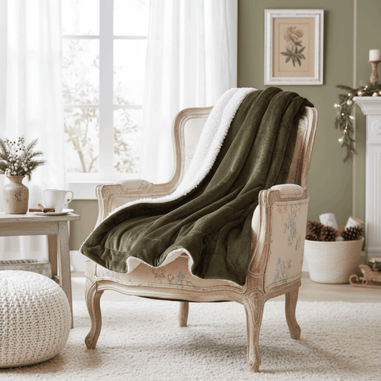 Tache Super Soft Evergreen Micro Fleece Green Sherpa Throw Blanket Otarealm