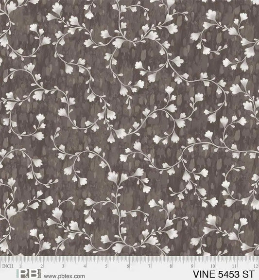 Grey Vine Scroll Cotton Wideback Fabric per yard