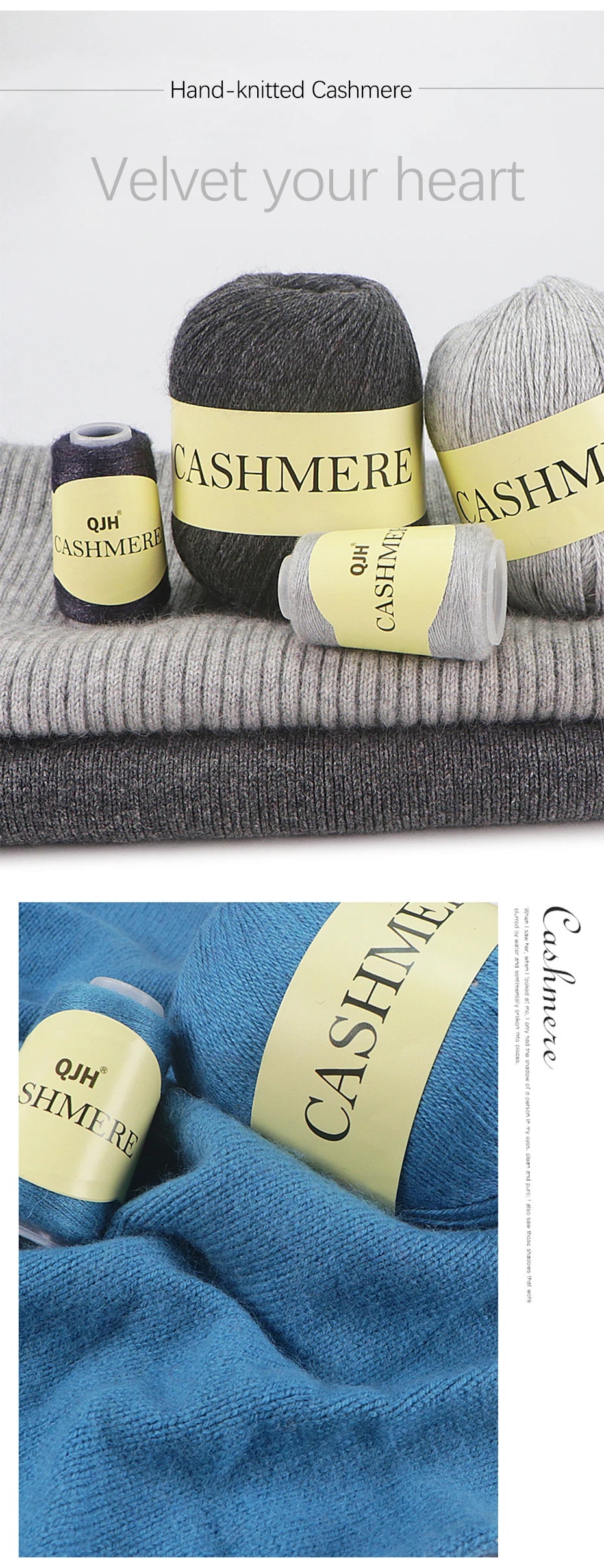 Cashmere Yarn, 50g + 20g High‑Grade Worsted Mongolian Wool for Hand‑Knitting Sweaters, Hats & Cardigans