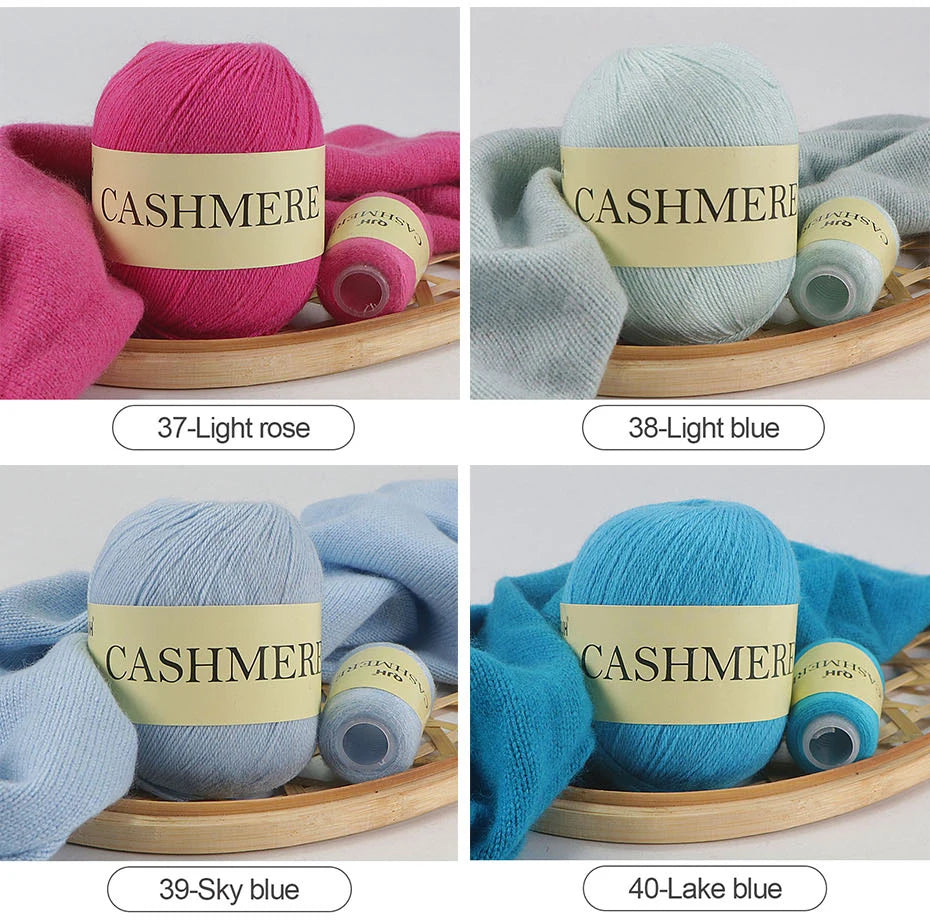 Cashmere Yarn, 50g + 20g High‑Grade Worsted Mongolian Wool for Hand‑Knitting Sweaters, Hats & Cardigans