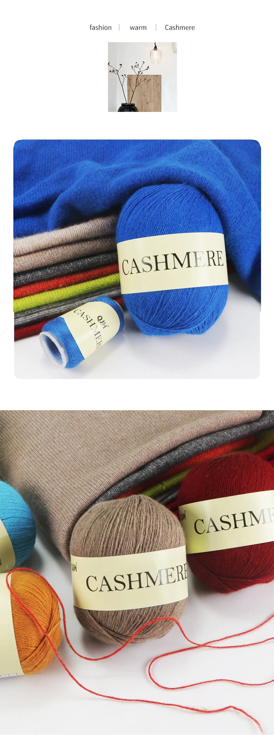 Cashmere Yarn, 50g + 20g High‑Grade Worsted Mongolian Wool for Hand‑Knitting Sweaters, Hats & Cardigans