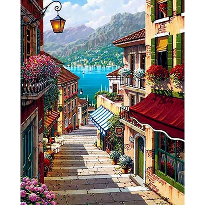 Animals and Landscape Paint by Numbers Kit – 40x50cm DIY Canvas Scenery Painting for Adults with Frame
