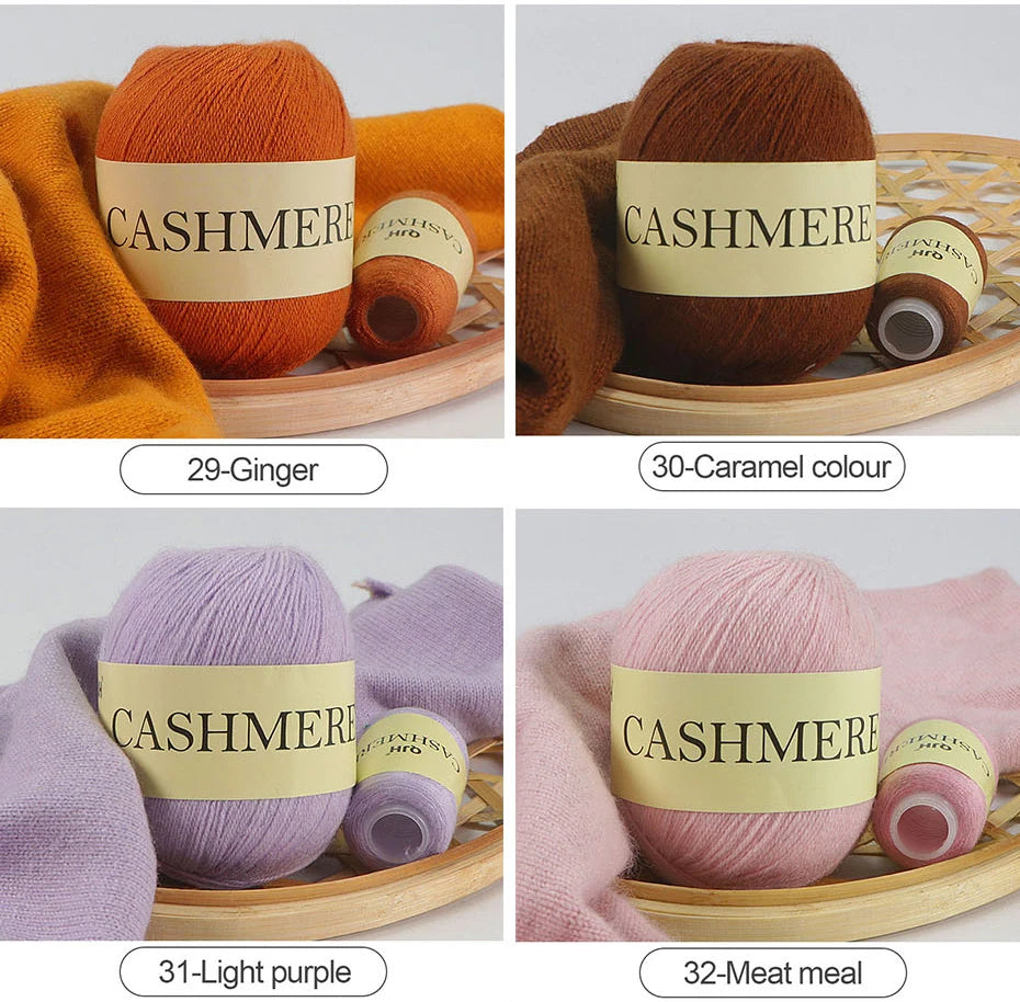 Cashmere Yarn, 50g + 20g High‑Grade Worsted Mongolian Wool for Hand‑Knitting Sweaters, Hats & Cardigans