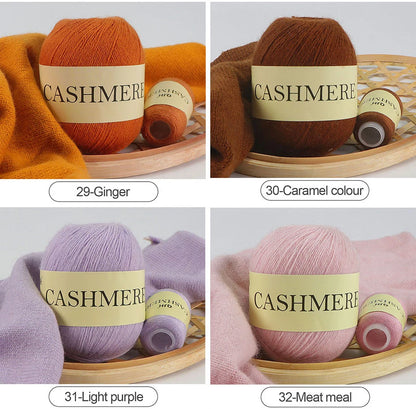 Cashmere Yarn, 50g + 20g High‑Grade Worsted Mongolian Wool for Hand‑Knitting Sweaters, Hats & Cardigans