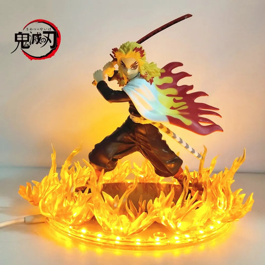 Rengoku Kyoujurou Anime LED Figurines, Demon Slayer Fire Breathing Hashira Action Figures Toys Kimetsu no Yaiba 21 cm
