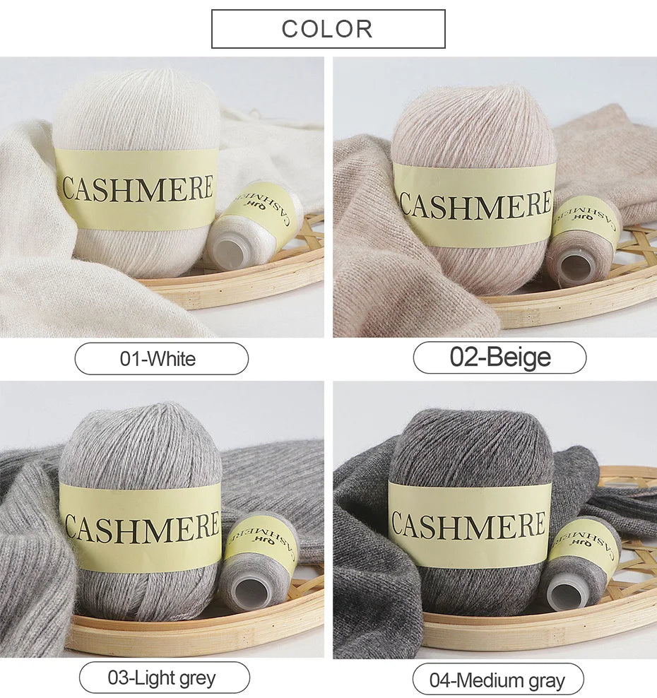 Cashmere Yarn, 50g + 20g High‑Grade Worsted Mongolian Wool for Hand‑Knitting Sweaters, Hats & Cardigans
