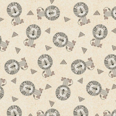 Jungle Romp Tossed Lions Cream 43"/44" Fabric Per Yard