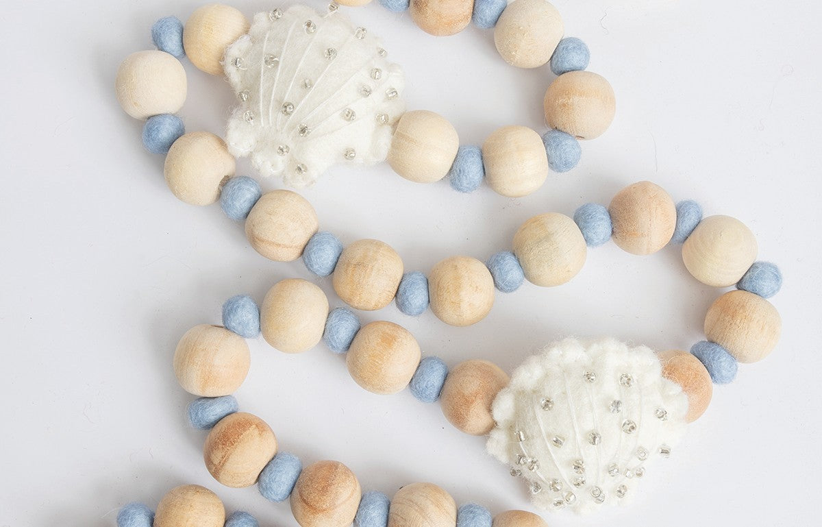 Coastal Christmas Seashell Felt Garland