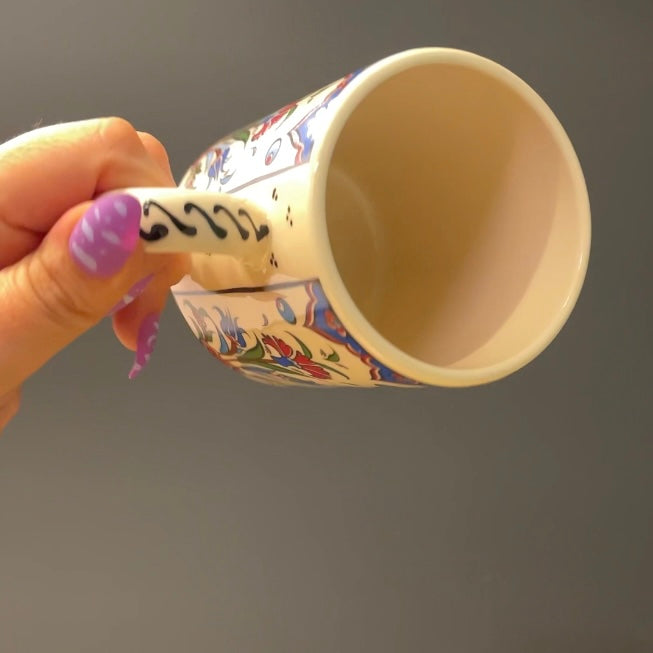 Set of 4 Handmade in Türkiye Ceramic Botanical Mugs - 9 Styles Available