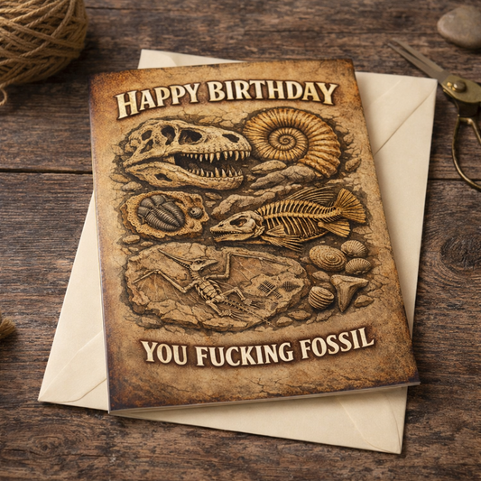 Happy Birthday You F--king Fossil Card