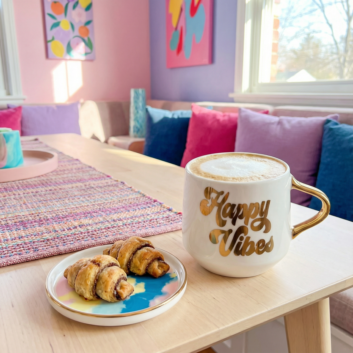 Happy Vibes Mug & Coaster Lid in Groovy Tie-Dye