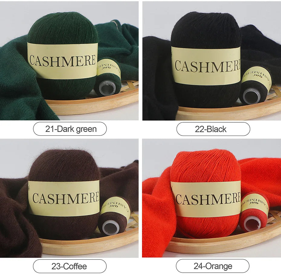 Cashmere Yarn, 50g + 20g High‑Grade Worsted Mongolian Wool for Hand‑Knitting Sweaters, Hats & Cardigans