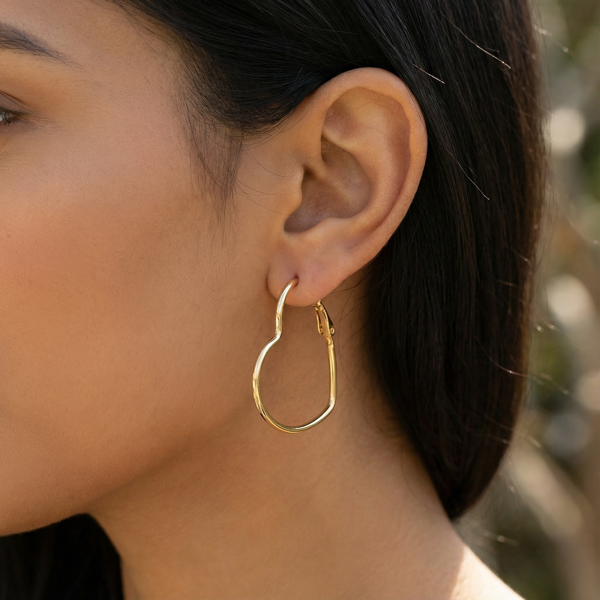 Heart Shaped Hoop Earrings (Silver or Gold)