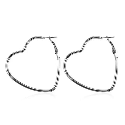 Heart Shaped Hoop Earrings (Silver or Gold)