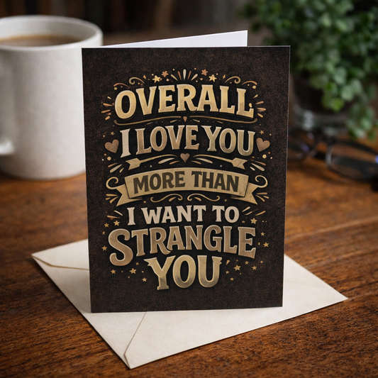 I Love You More Than I Want To Strangle You Card