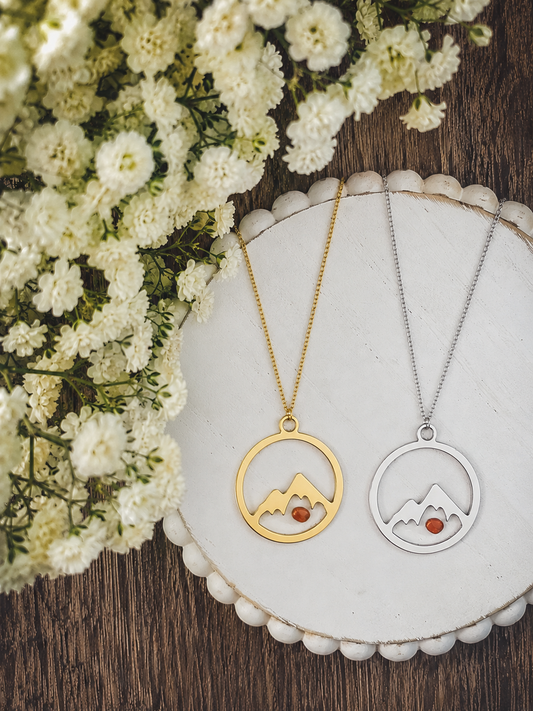 Beautiful Gold or Silver Mountain and Mustard Seed Faith Necklace