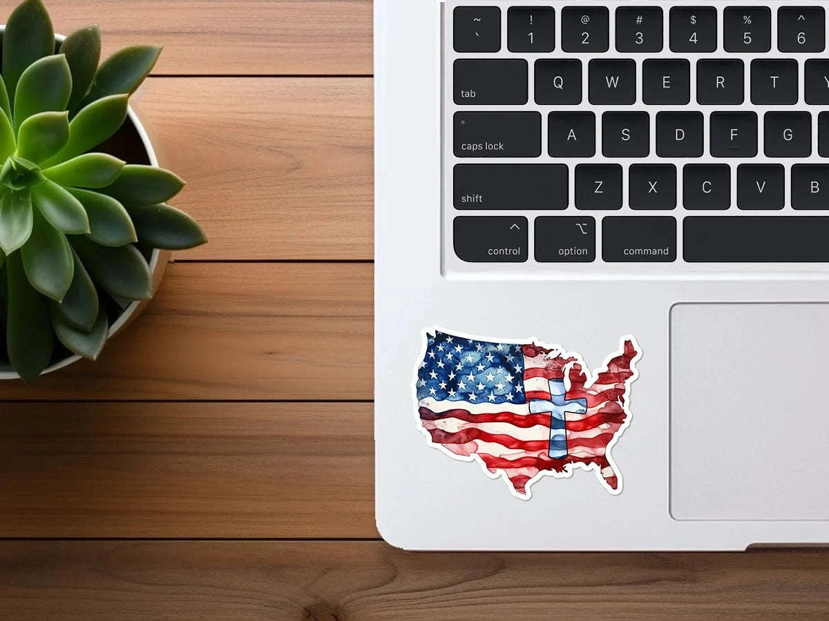 American Flag and Cross | Vinyl Stickers | Christian Sticker Otarealm