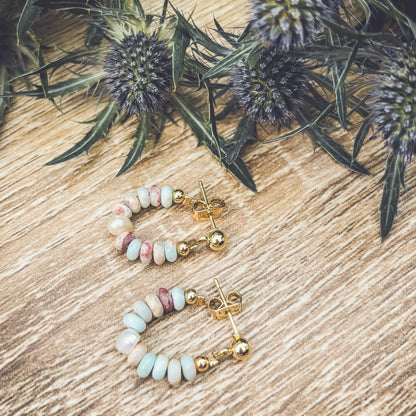 Beautiful Stone Huggie Earrings