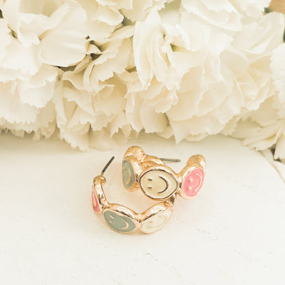 Adorable Smiley Face Hoop Earrings