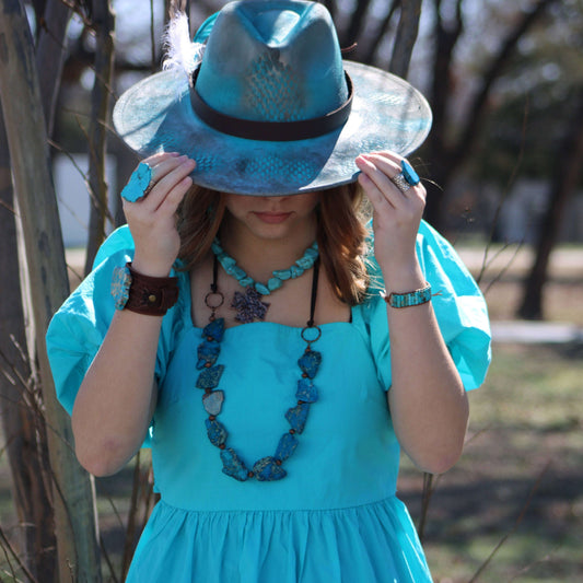 Blue Turquoise Slab Cocktail Statement Ring 012h Otarealm