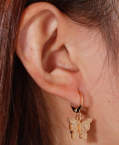 Beautiful Glitter Butterfly Huggie Earrings