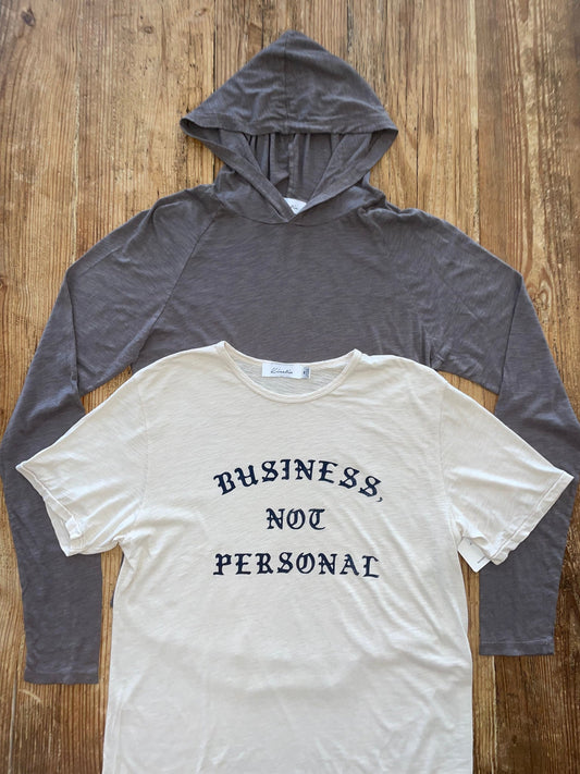 Summer Casual Bundle (4 Corners Hoodie Ash Gray and "Business, Not Personal" Dutch White) (