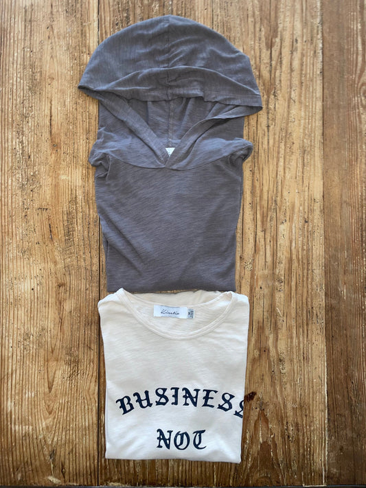 Summer Casual Bundle (4 Corners Hoodie Ash Gray and "Business, Not Personal" Dutch White) (