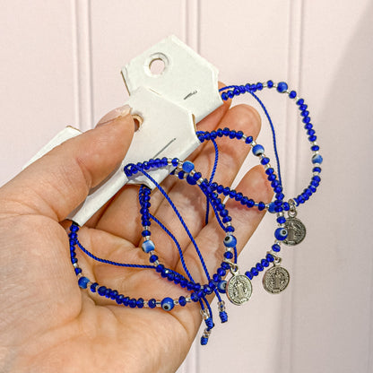 Blue Cross Mal de Ojo Protection Bracelet