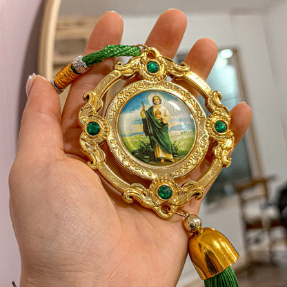 San Judas Hanging Décor with Green Tassel