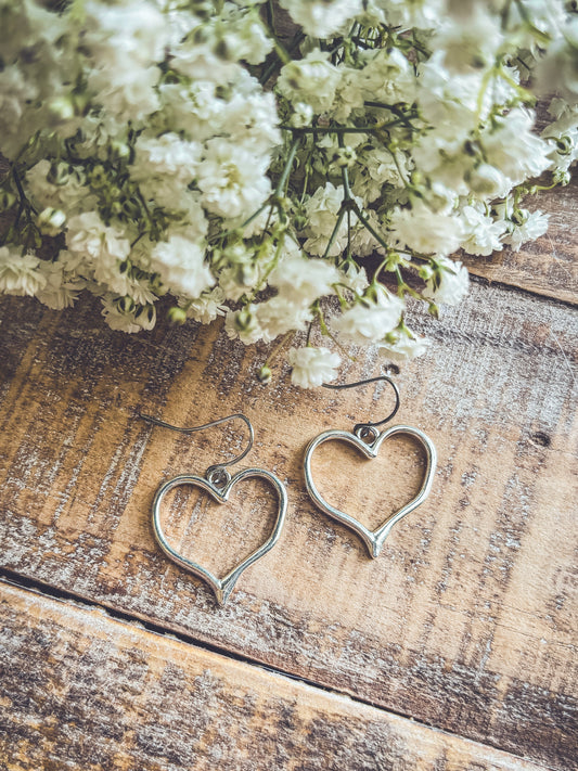 Beautiful Silver Heart Earrings